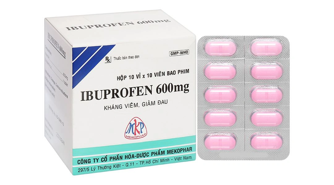Ibuprofen Mekophar 600mg giảm đau, kháng viêm (10 vỉ x 10 viên) - 