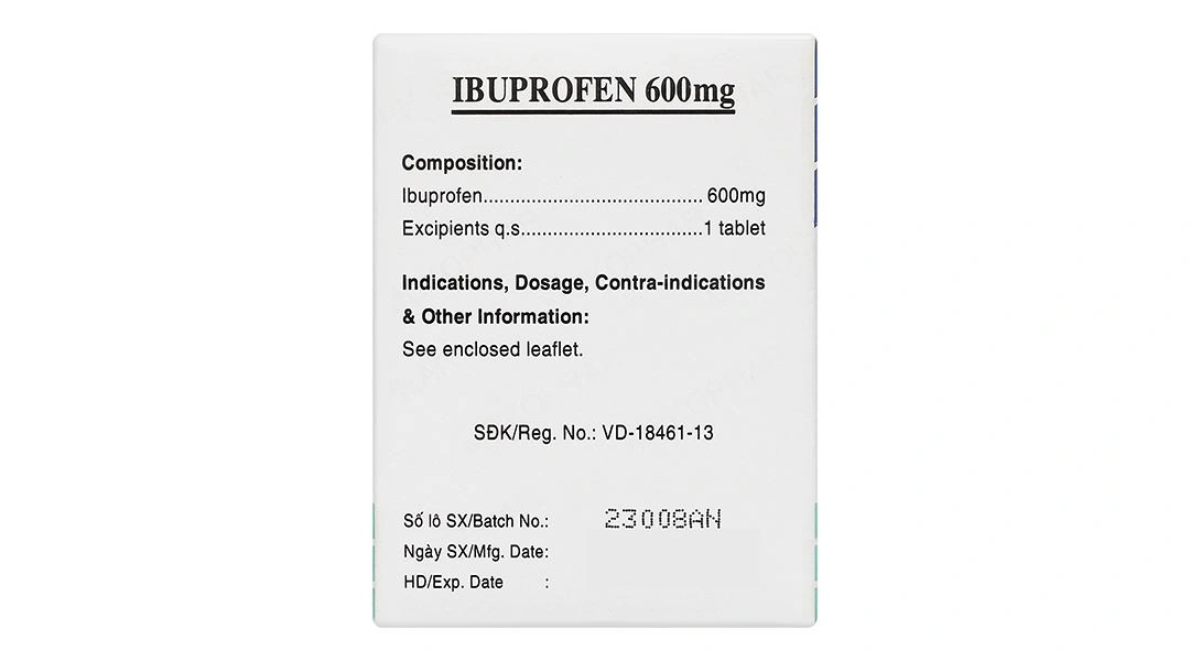 Ibuprofen Mekophar 600mg giảm đau, kháng viêm (10 vỉ x 10 viên) - 1