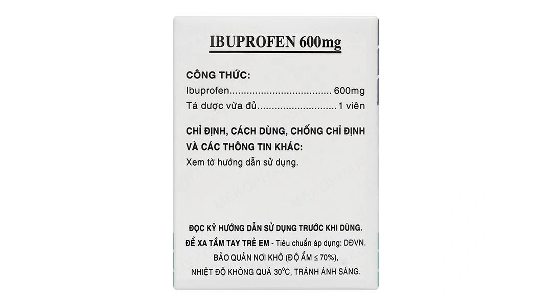 Ibuprofen Mekophar 600mg giảm đau, kháng viêm (10 vỉ x 10 viên) - 3