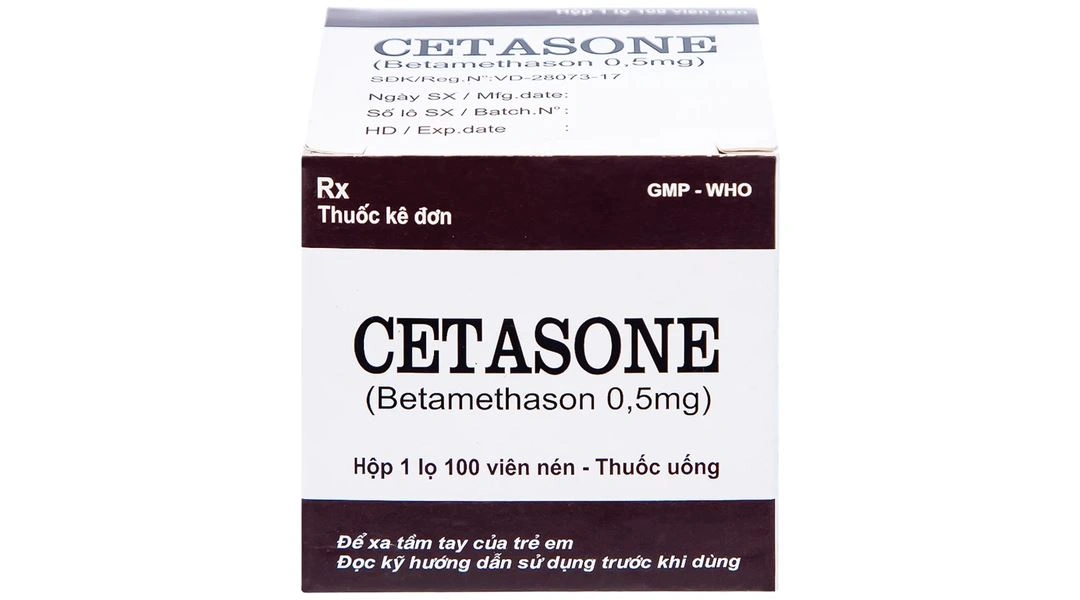 Cetasone 0.5mg điều trị bệnh thấp khớp, các trạng thái dị ứng, viêm da lọ 100 viên - 
