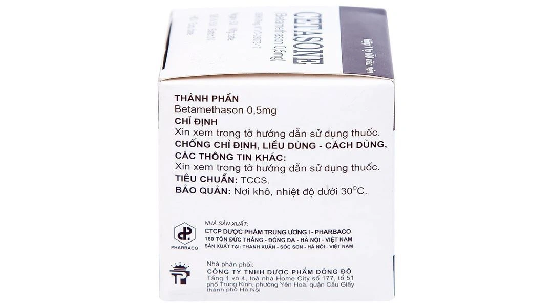 Cetasone 0.5mg điều trị bệnh thấp khớp, các trạng thái dị ứng, viêm da lọ 100 viên - 1