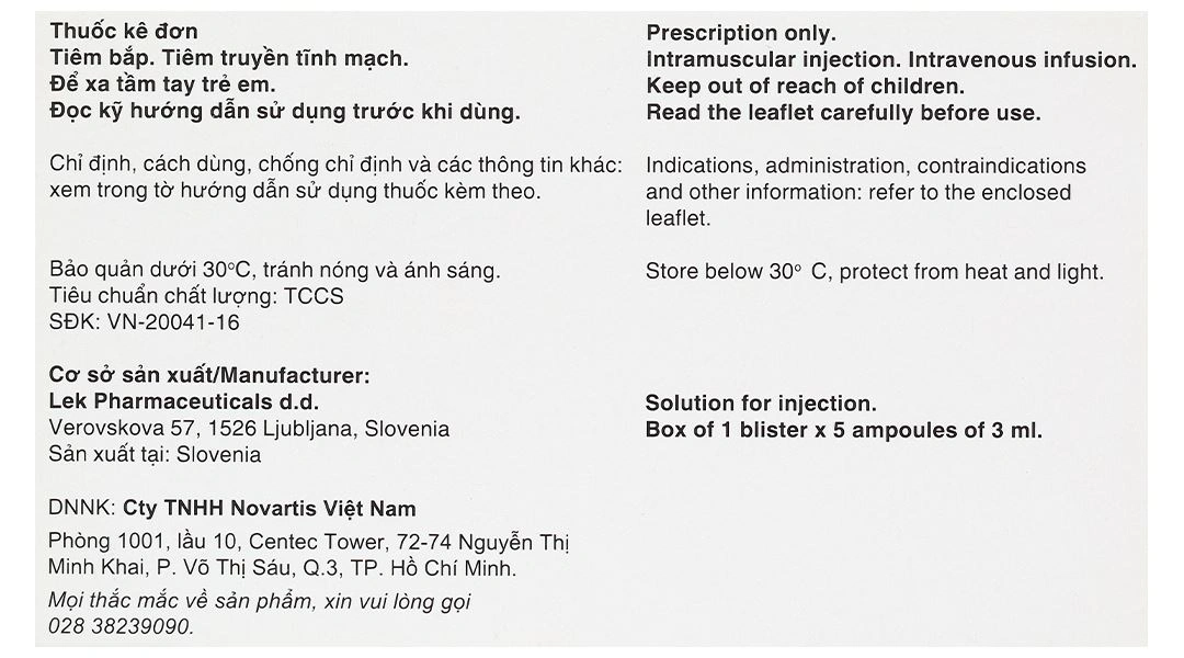 Dung dịch tiêm Voltaren 75mg/3ml trị đợt cấp viêm và thoái hóa khớp (5 ống x 3ml) - 7