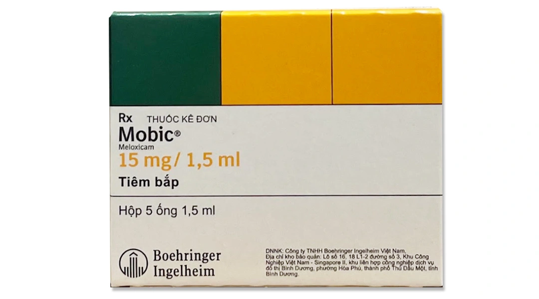 Dung dịch tiêm Mobic 15mg/1.5ml giảm đau trong viêm xương khớp (5 ống x 1.5ml) - 