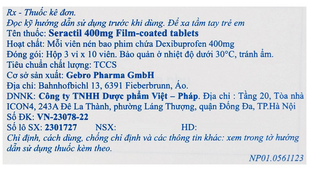 Seractil 400mg Film-coated tablets điều trị viêm xương khớp (3 vỉ x 10 viên) - 5