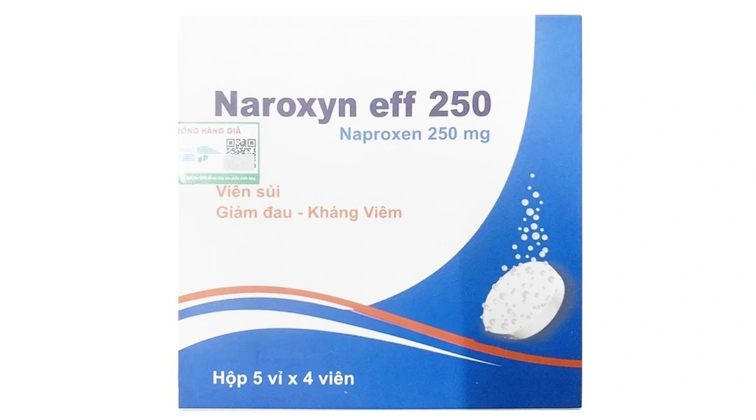 Viên sủi Naroxyn Eff 250 điều trị xương khớp, viêm cột sống dính khớp (5 vỉ x 4 viên) - 