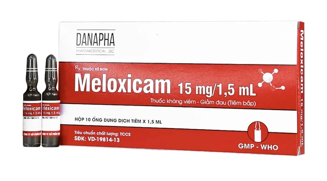 Dung dịch tiêm Meloxicam Danapha 15mg/1.5ml điều trị đau viêm xương khớp (10 ống x 1.5ml) - 