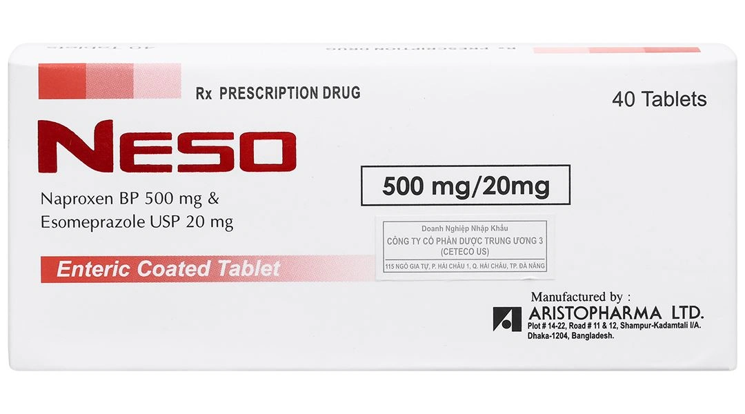 Neso 500mg/20mg trị thoái hóa khớp, viêm khớp dạng thấp (10 vỉ x 4 viên) - 1