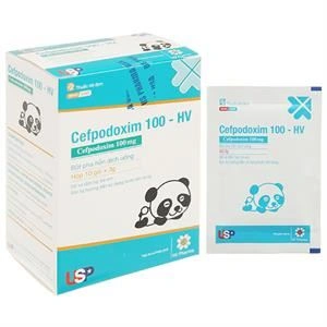 Bột pha hỗn dịch uống Cefpodoxim 100-HV trị nhiễm khuẩn