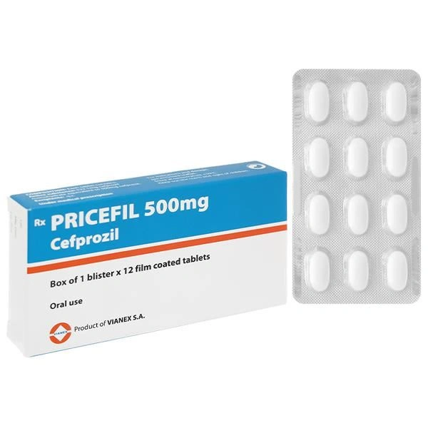 Pricefil 500mg trị nhiễm khuẩn đường hô hấp