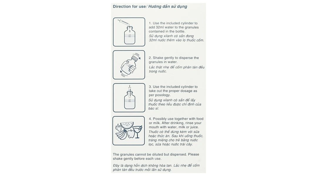 Cốm pha hỗn dịch uống Klacid 125mg/5ml trị nhiễm khuẩn lọ 42.29g - 6