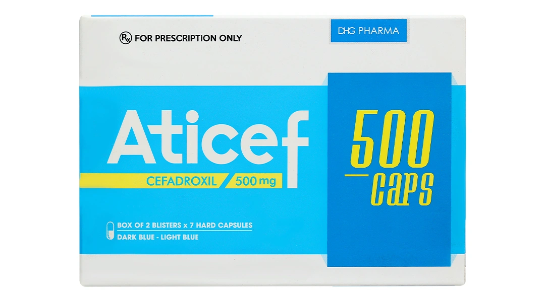 Aticef 500 Caps điều trị nhiễm khuẩn đường hô hấp, tiết niệu-sinh dục (2 vỉ x 7 viên) - 1
