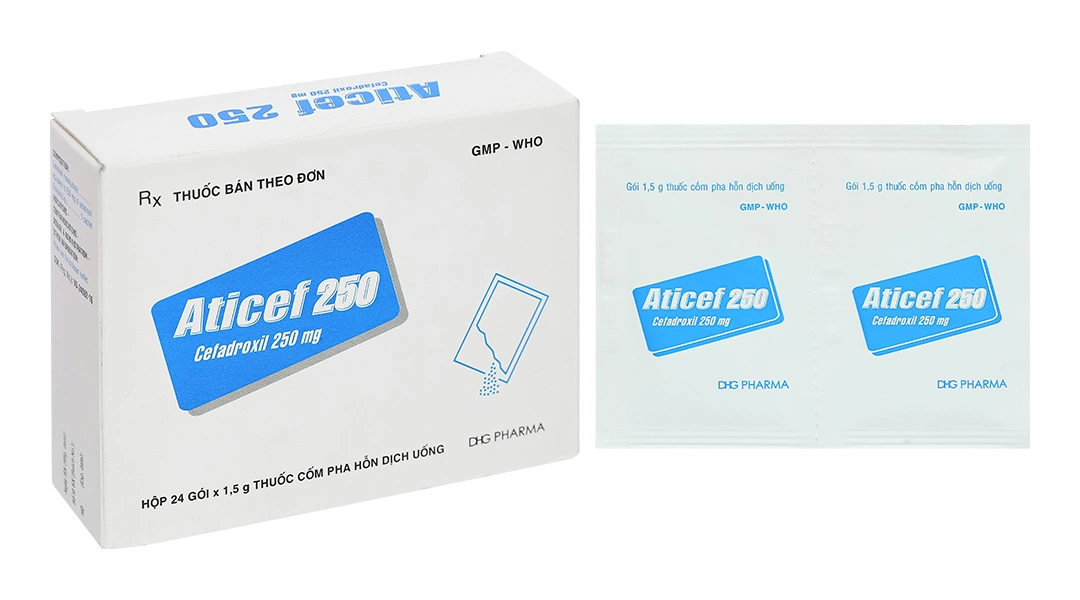 Cốm pha hỗn dịch Aticef 250mg trị nhiễm khuẩn, nhiễm trùng (24 gói x 1.5g) - 