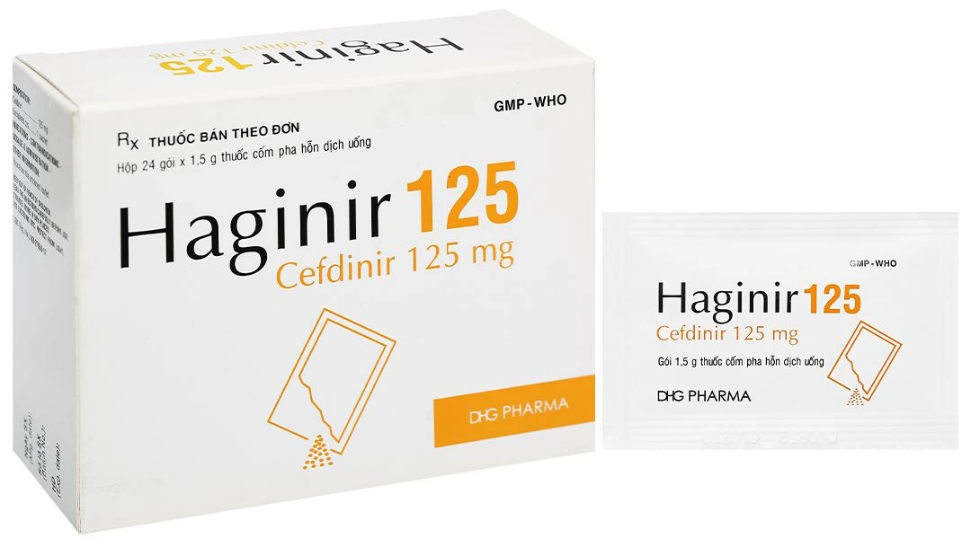 Cốm pha hỗn dịch Haginir 125 trị nhiễm khuẩn, nhiễm trùng nhẹ và vừa (24 gói x 1.5g) - 
