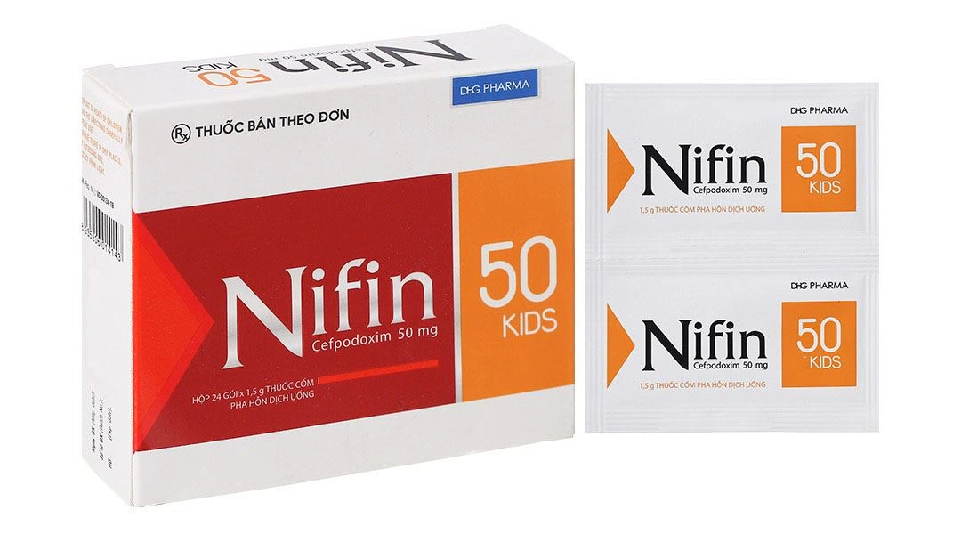 Cốm pha hỗn dịch uống Nifin 50 Kids trị nhiễm khuẩn (24 gói x 1.5g) - 