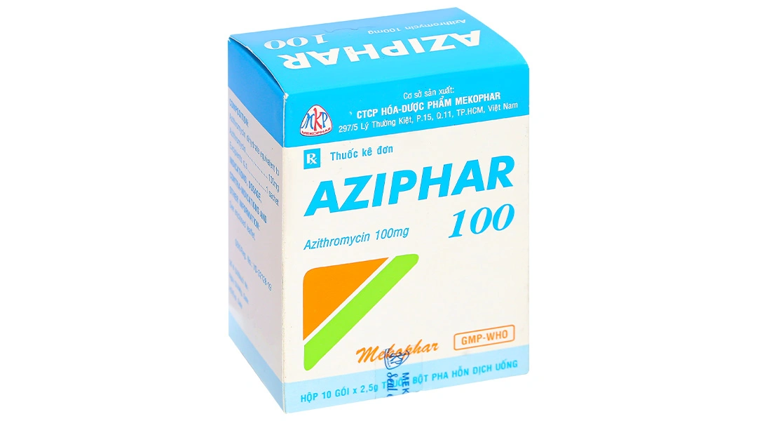 Bột pha hỗn dịch uống Aziphar 100 trị nhiễm khuẩn (10 gói x 2.5g) - 