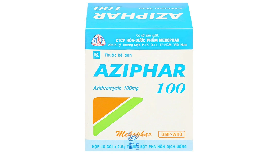 Bột pha hỗn dịch uống Aziphar 100 trị nhiễm khuẩn (10 gói x 2.5g) - 1