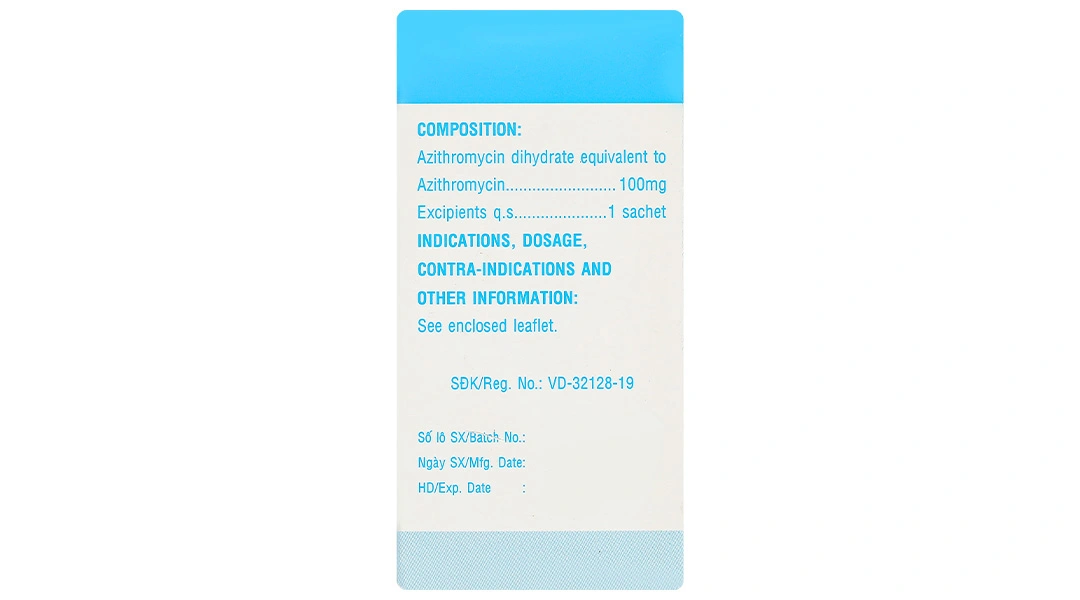 Bột pha hỗn dịch uống Aziphar 100 trị nhiễm khuẩn (10 gói x 2.5g) - 4