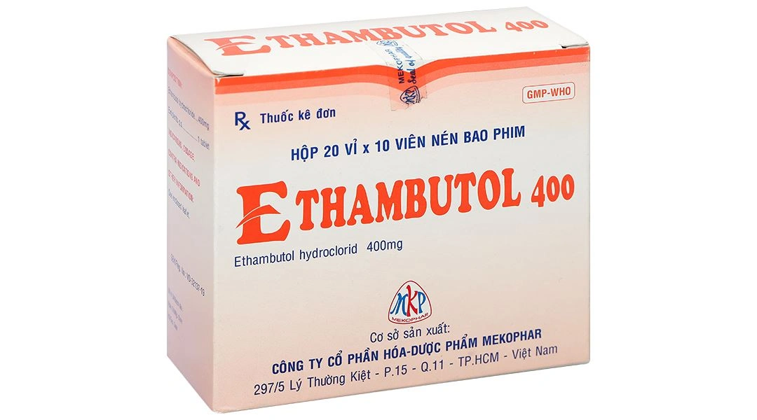 Ethambutol Mekophar 400mg trị lao và phối hợp các thuốc chống lao khác (20 vỉ x 10 viên) - 