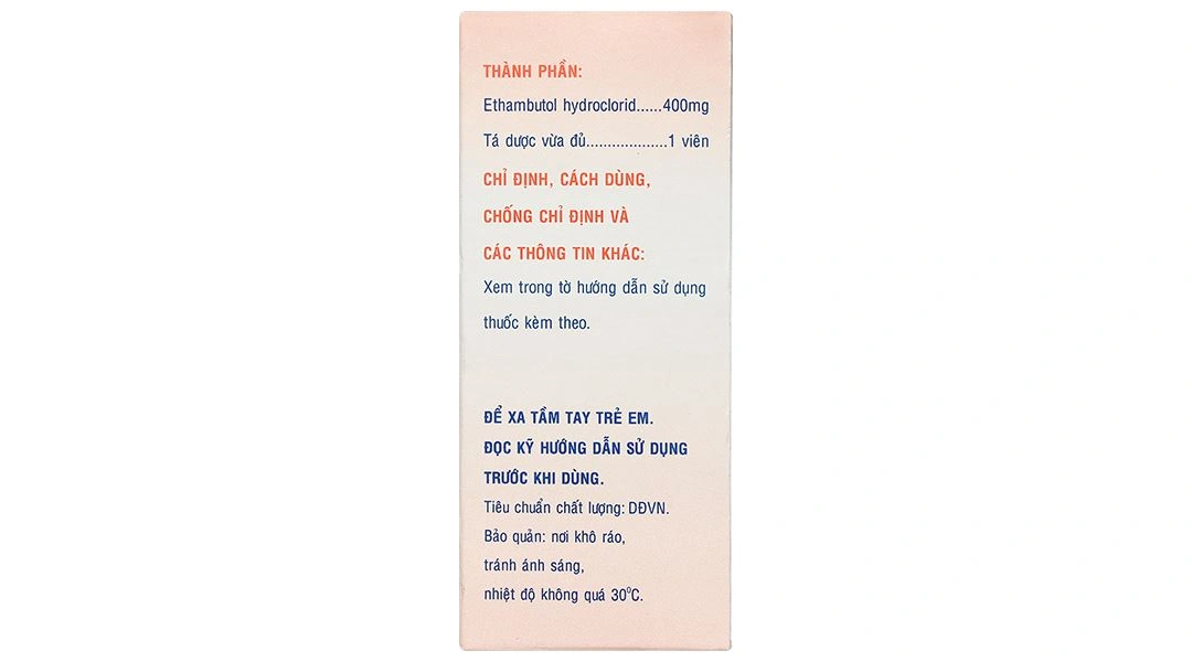 Ethambutol Mekophar 400mg trị lao và phối hợp các thuốc chống lao khác (20 vỉ x 10 viên) - 2