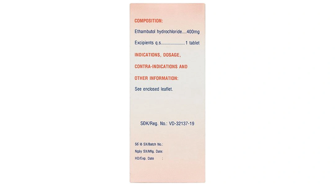 Ethambutol Mekophar 400mg trị lao và phối hợp các thuốc chống lao khác (20 vỉ x 10 viên) - 3