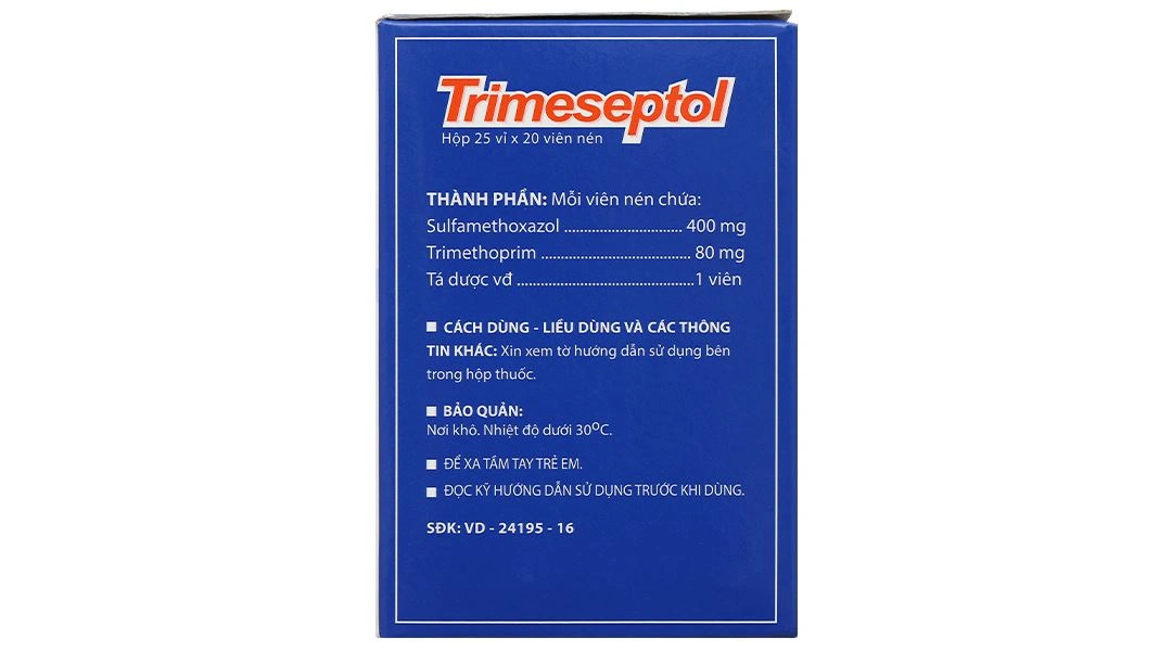 Trimeseptol trị nhiễm khuẩn đường tiết niệu (25 vỉ x 20 viên) - 2