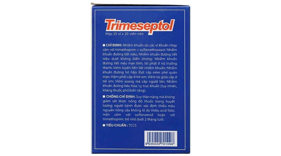Trimeseptol trị nhiễm khuẩn đường tiết niệu (25 vỉ x 20 viên) - 3