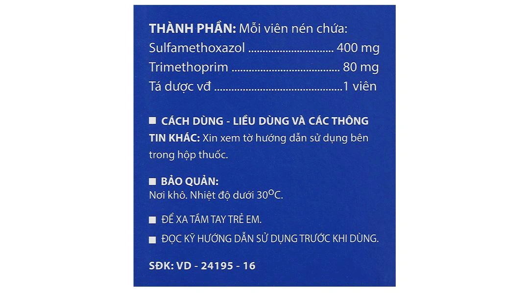 Trimeseptol trị nhiễm khuẩn đường tiết niệu (25 vỉ x 20 viên) - 5