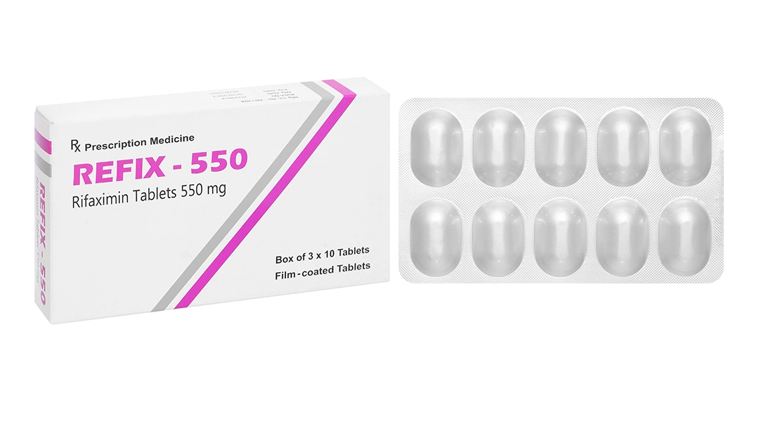Refix-550 trị hội chứng ruột kích thích, tiêu chảy (3 vỉ x 10 viên) - 