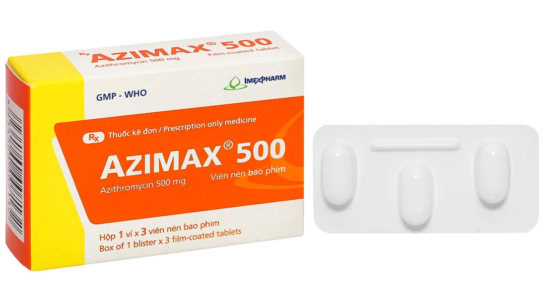 Azimax 500mg trị nhiễm khuẩn (1 vỉ x 3 viên) - 