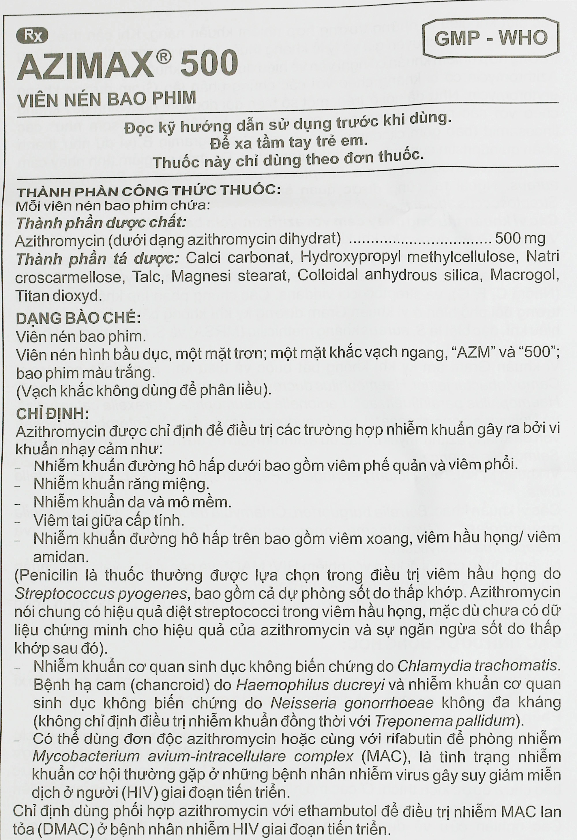 Azimax 500mg trị nhiễm khuẩn (1 vỉ x 3 viên) - 5
