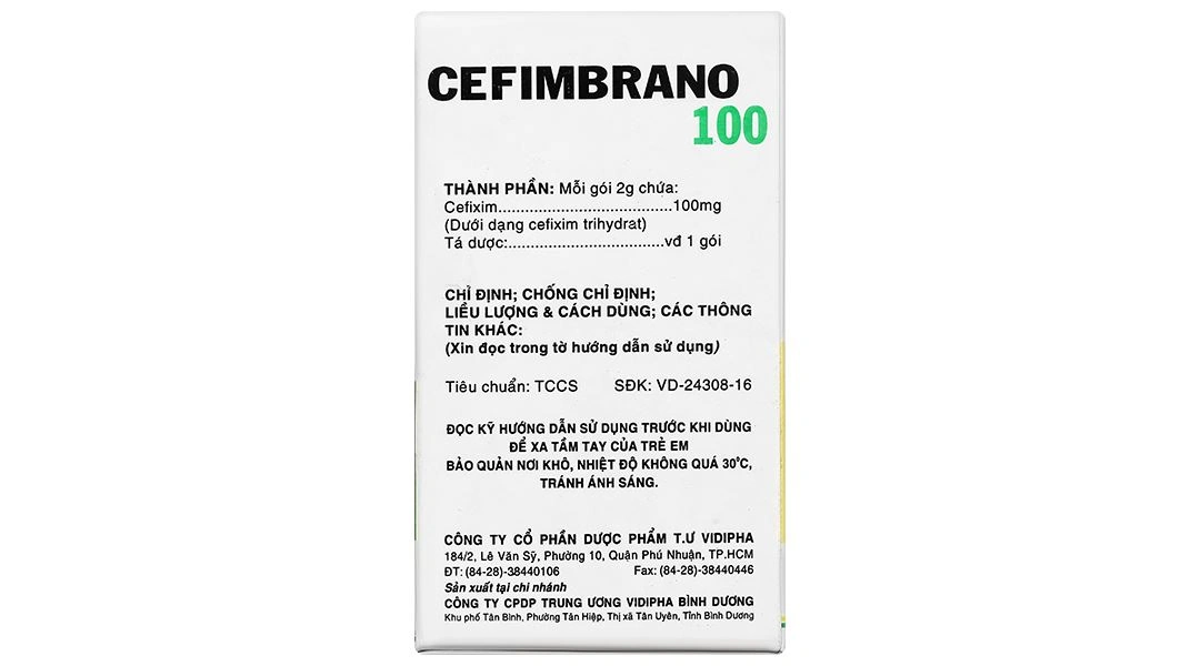 Bột pha hỗn dịch uống Cefimbrano 100 Vidipha điều trị nhiễm khuẩn (10 gói x 2g) - 3