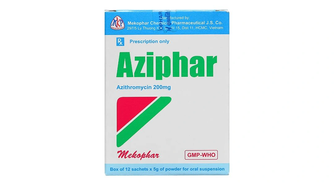Bột pha hỗn dịch uống Aziphar 200mg Mekophar hỗ trợ trị nhiễm khuẩn (12 gói x 5g) - 1