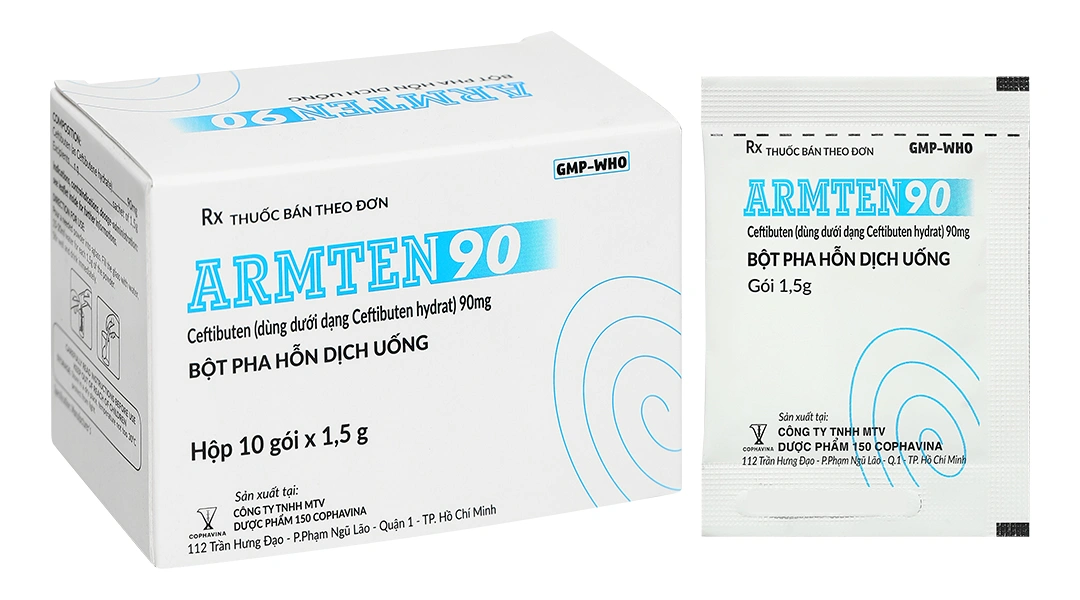 Bột pha hỗn dịch Armten 90 trị các trường hợp nhiễm khuẩn vừa và nhẹ (10 gói x 1.5g) - 