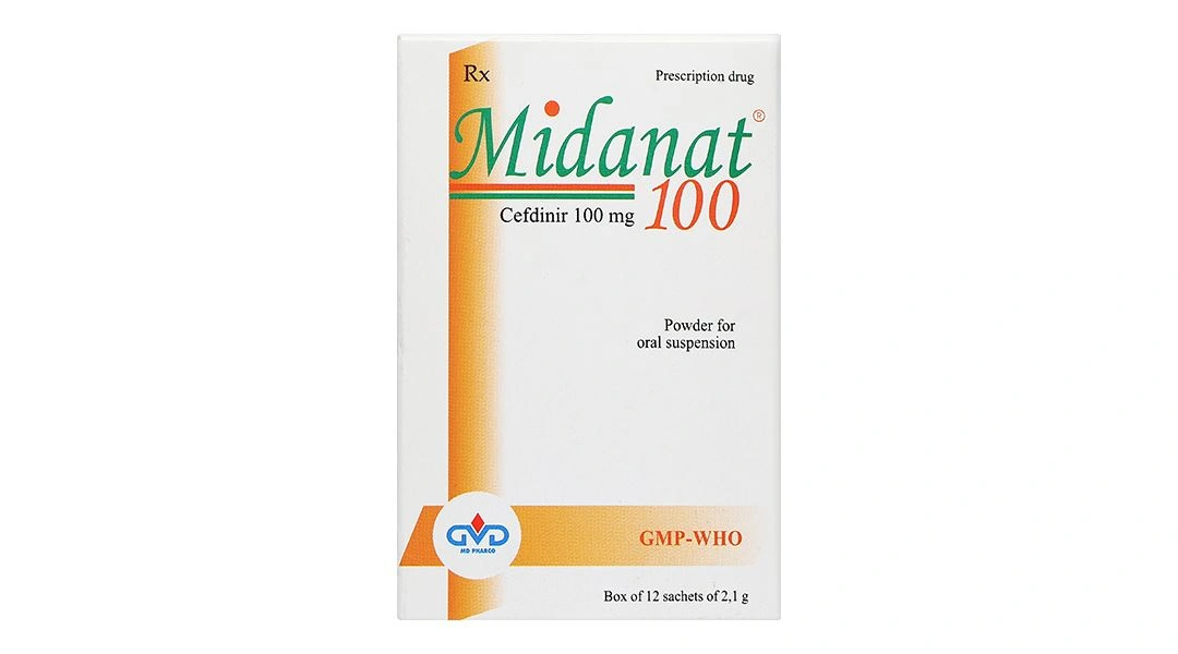 Bột pha hỗn dịch uống Midanat 100 trị nhiễm khuẩn đường hô hấp (12 gói x 2.1g) - 1