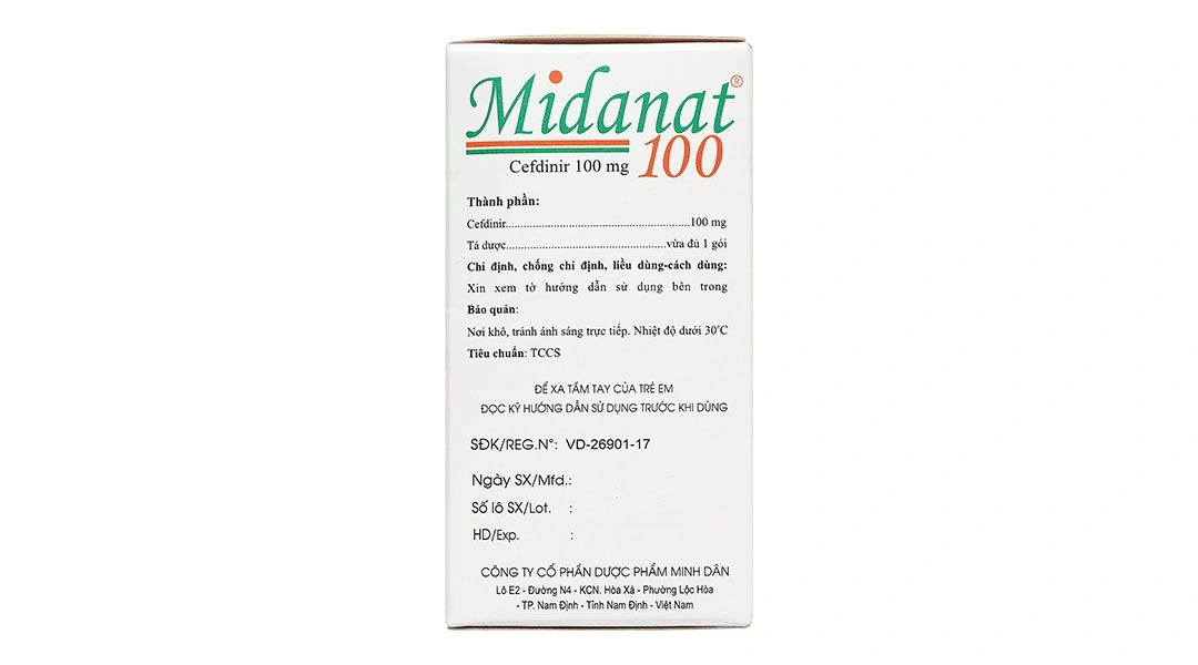 Bột pha hỗn dịch uống Midanat 100 trị nhiễm khuẩn đường hô hấp (12 gói x 2.1g) - 3