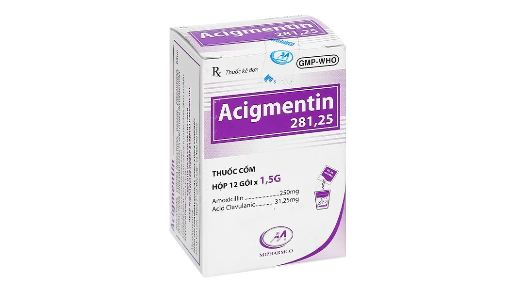 Thuốc cốm Acigmentin 281,25 trị nhiễm khuẩn (12 gói x 1.5g) - 