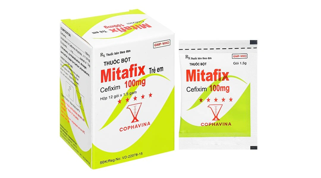 Thuốc bột Mitafix trẻ em 100mg điều trị nhiễm khuẩn (12 gói x 1.5g) - 
