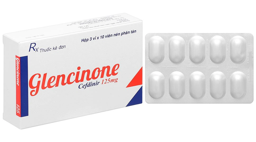 Glencinone 125mg điều trị nhiễm khuẩn đường hô hấp trên và dưới (3 vỉ x 10 viên) - 