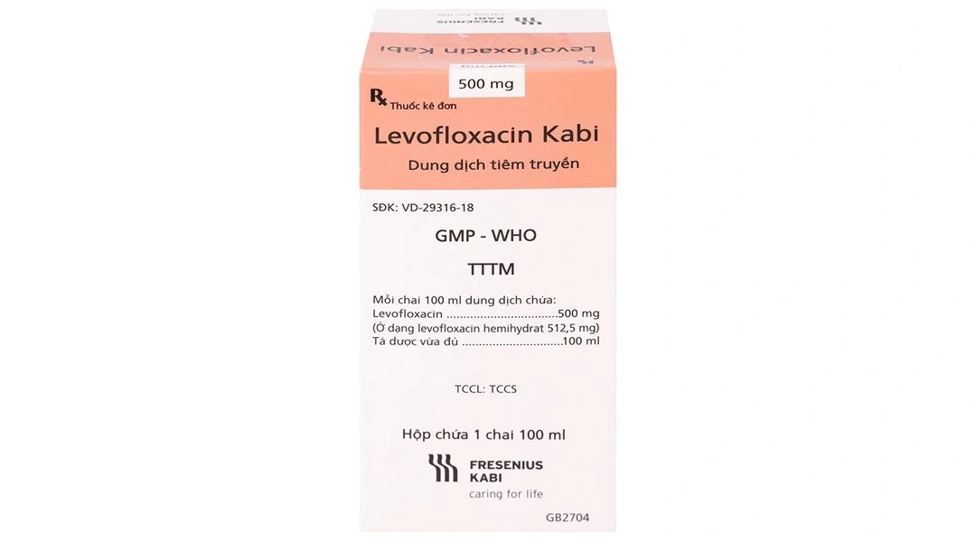 Dung dịch tiêm truyền Levofloxacin Kabi 500mg/100ml điều trị nhiễm khuẩn lọ 100ml - 