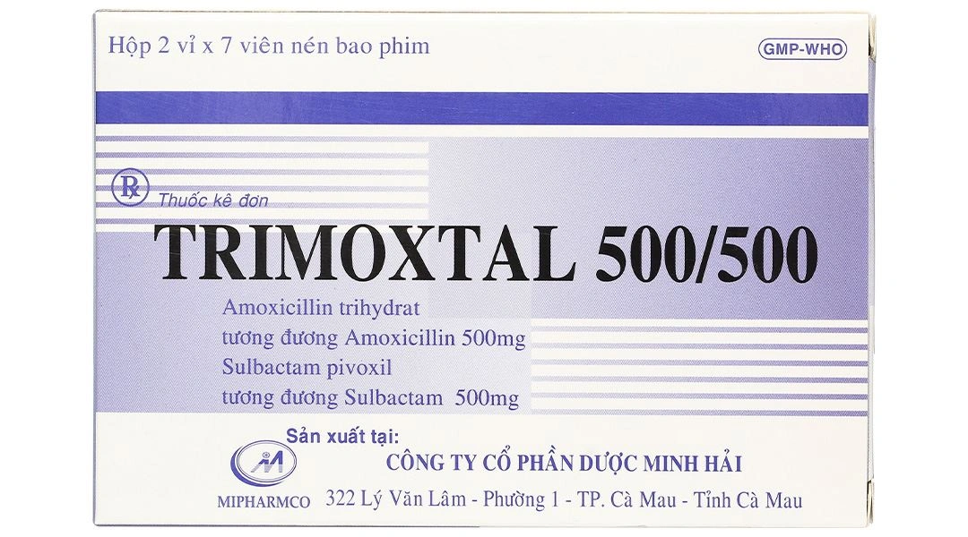 Trimoxtal 500/500 điều trị nhiễm khuẩn do vi khuẩn nhạy cảm (2 vỉ x 7 viên) - 1