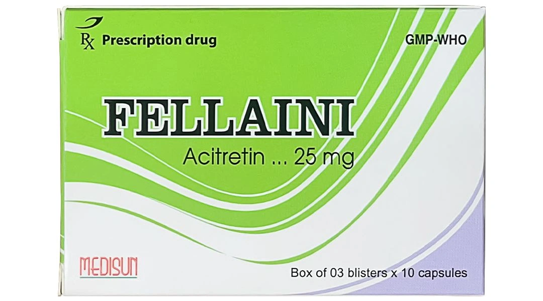 Fellaini 25mg điều trị vẩy nến và bệnh ngoài da (3 vỉ x 10 viên) - 