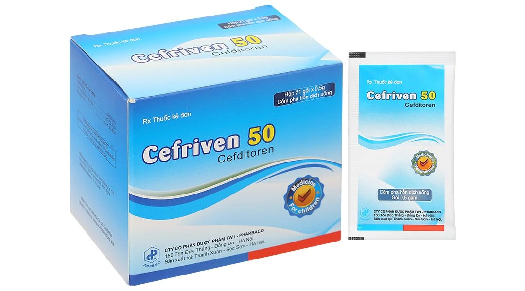 Cốm pha hỗn dịch Cefriven 50 điều trị các nhiễm khuẩn (21 gói x 0.5g) - 