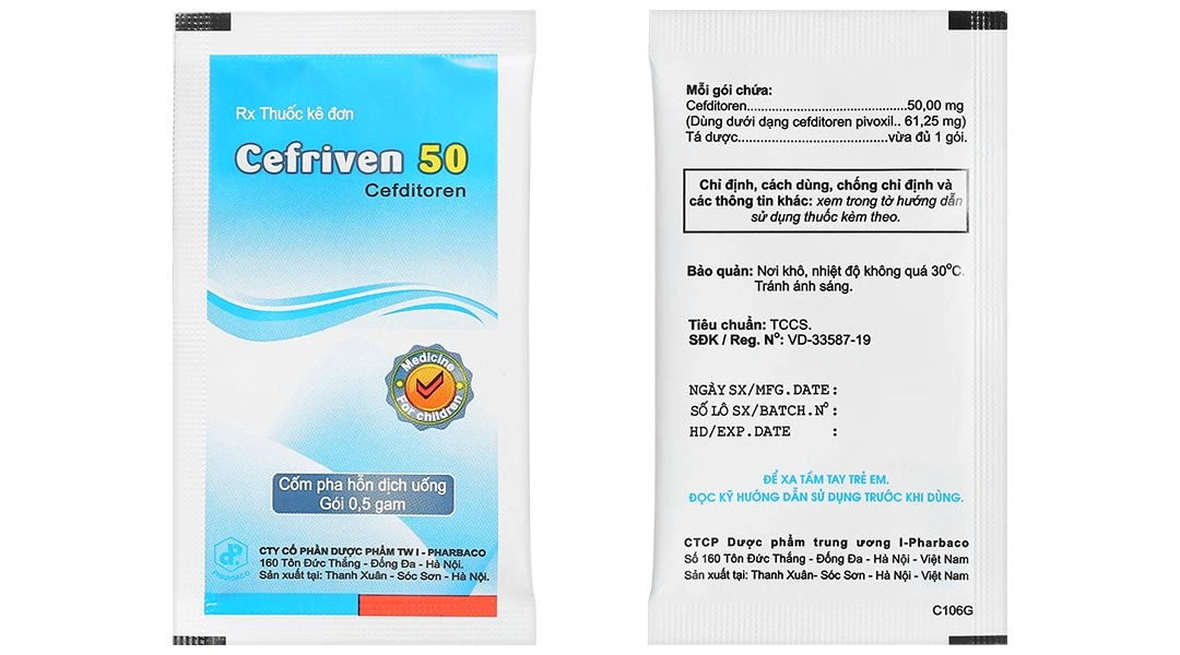 Cốm pha hỗn dịch Cefriven 50 điều trị các nhiễm khuẩn (21 gói x 0.5g) - 5