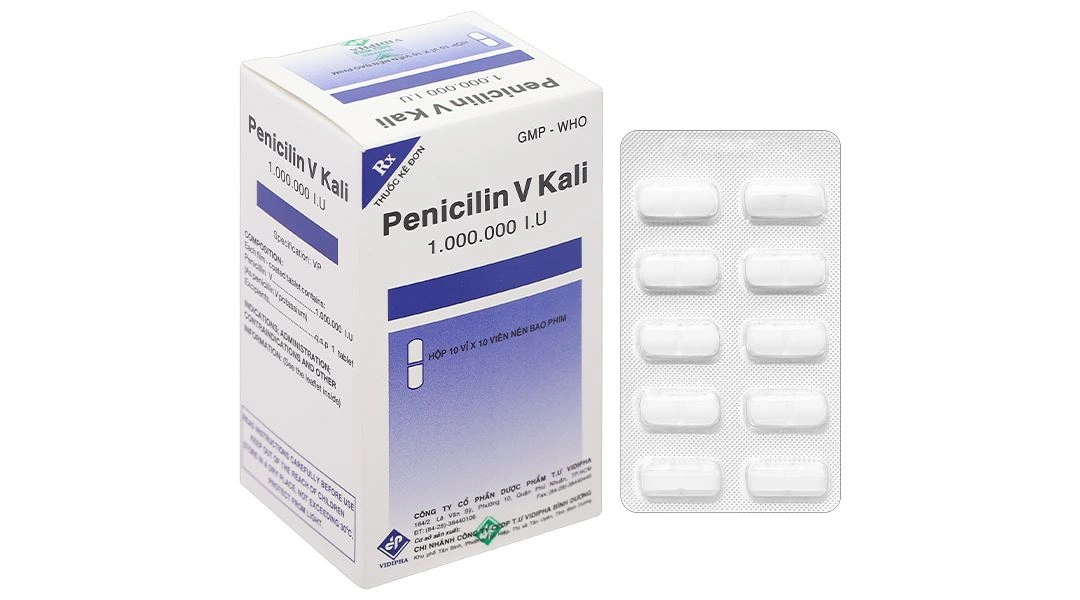 Penicilin V Kali 1.000.000I.U điều trị, dự phòng các bệnh nhiễm trùng (10 vỉ x 10 viên) - 