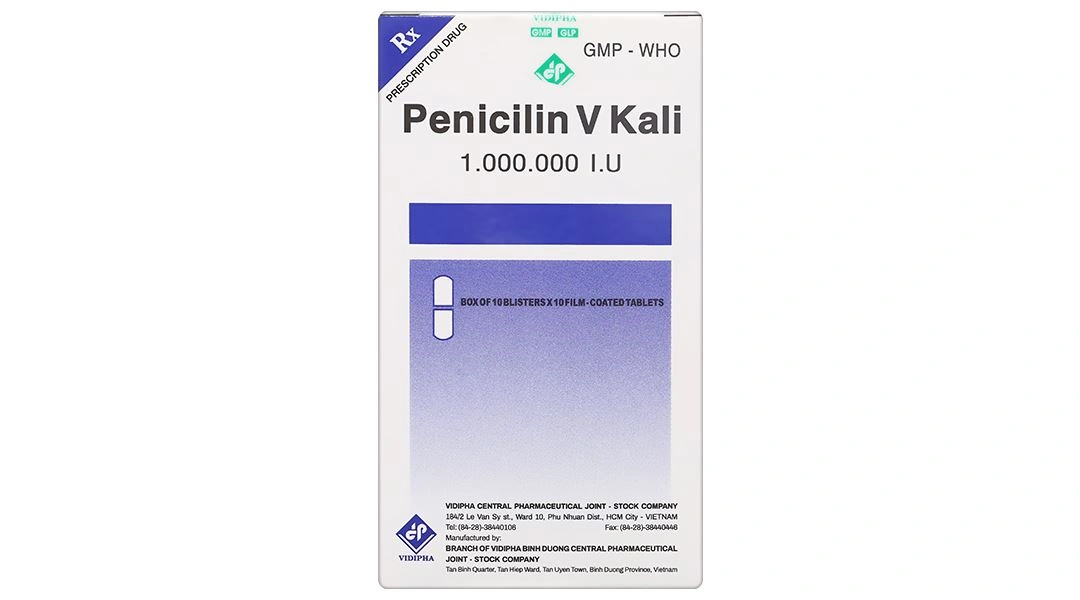 Penicilin V Kali 1.000.000I.U điều trị, dự phòng các bệnh nhiễm trùng (10 vỉ x 10 viên) - 1