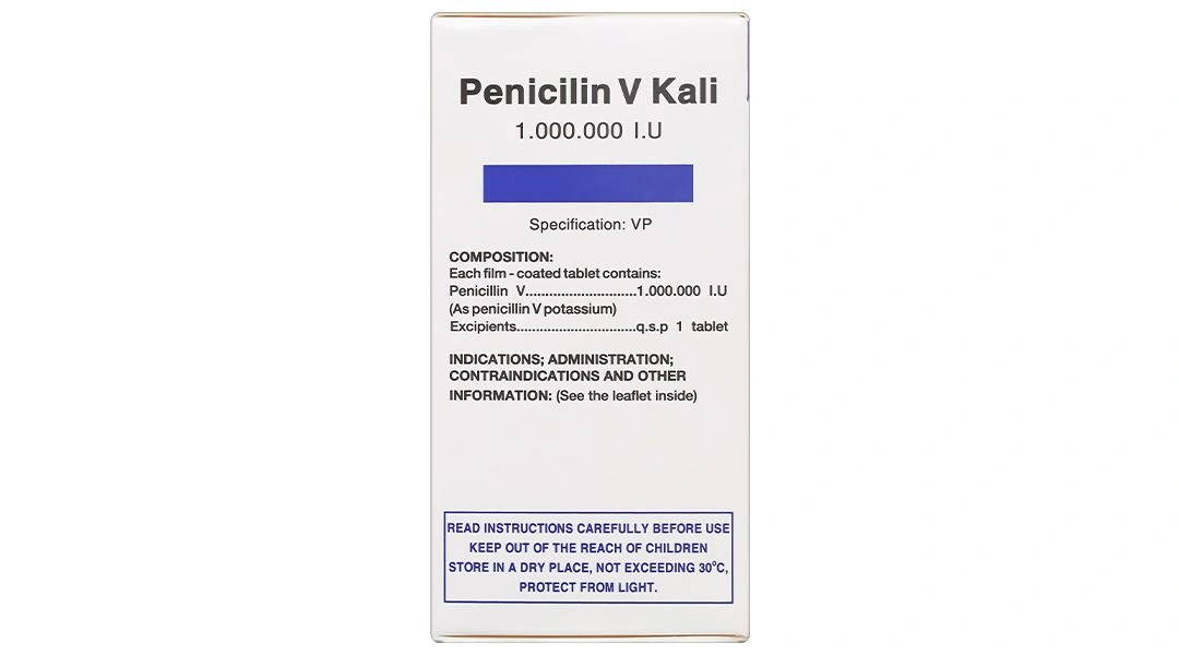 Penicilin V Kali 1.000.000I.U điều trị, dự phòng các bệnh nhiễm trùng (10 vỉ x 10 viên) - 2