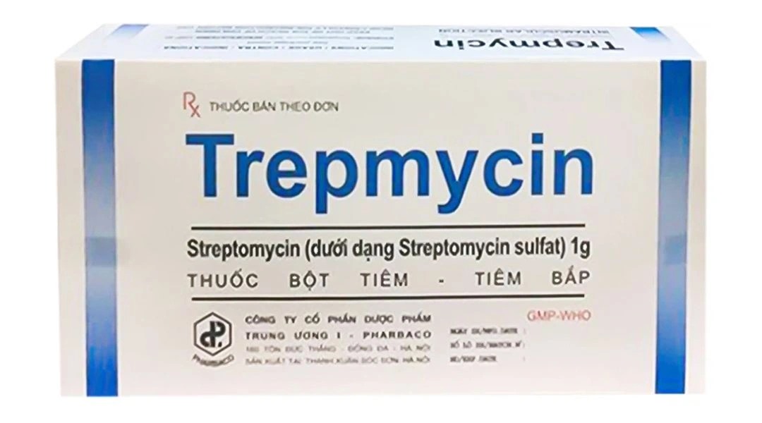 Bột pha tiêm Trepmycin 1g điều trị bệnh lao, bệnh hủi, dịch hạch (50 lọ x 1g hoạt chất) - 