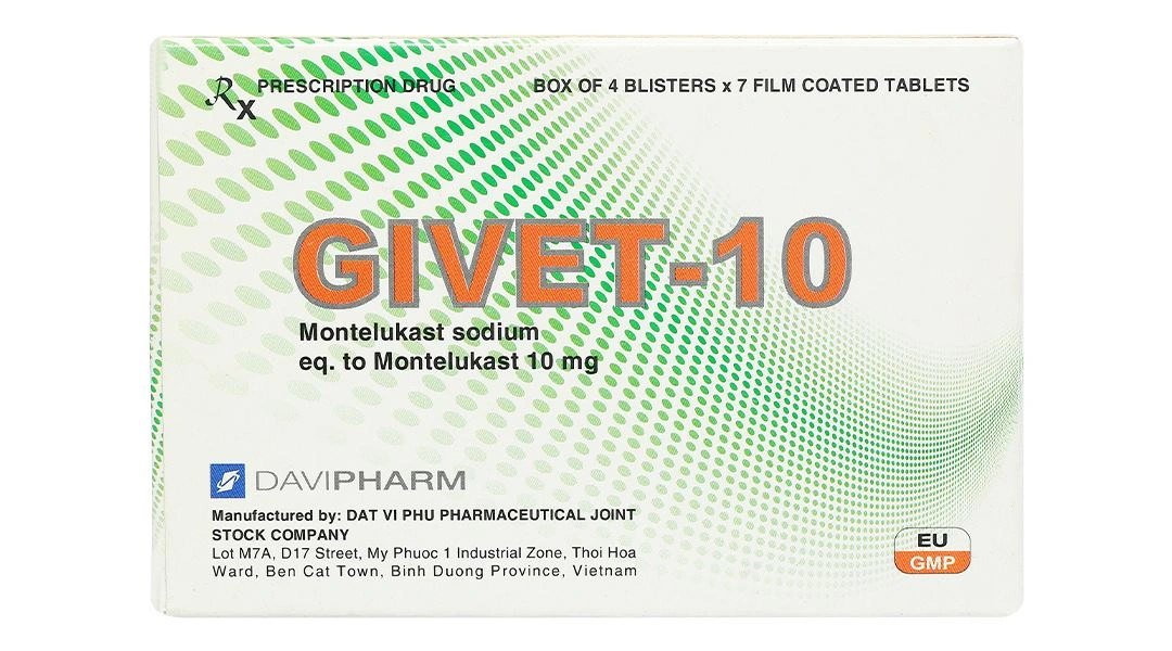 Givet - 10 dự phòng và điều trị hen phế quản mạn tính (4 vỉ x 7 viên) - 1