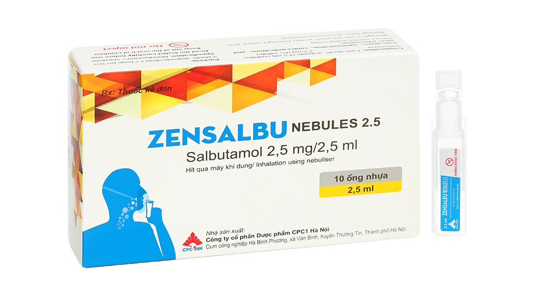 Dung dịch Zensalbu Nebules 2.5mg/2.5ml trị hen cấp, cơn co thắt phế quản (2 vỉ x 5 ống) - 