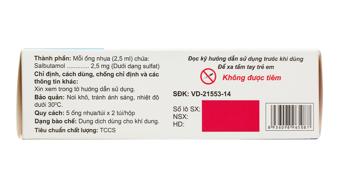 Dung dịch Zensalbu Nebules 2.5mg/2.5ml trị hen cấp, cơn co thắt phế quản (2 vỉ x 5 ống) - 1